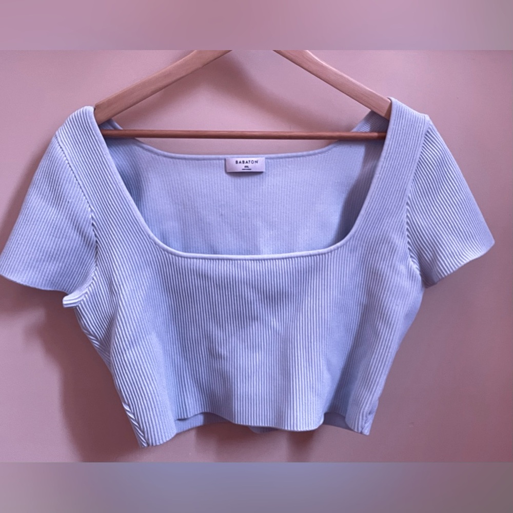 Aritzia Babaton Sculpt Knit Top, Fluid Blue, 2XL